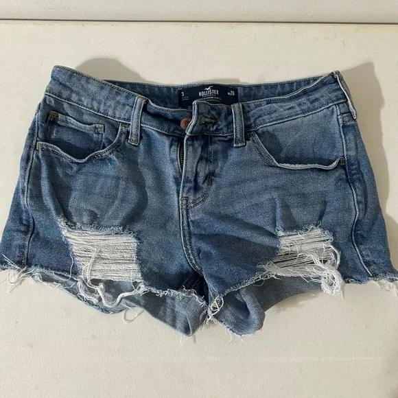 Hollister Blue Jean Shorts Distressed Cutoff Style - Picture 1 of 3